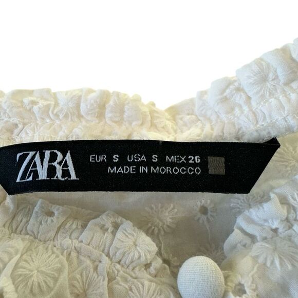 Zara White Eyelet Milkmaid Coastal Cowgirl Crop Top, Small - Picture 8 of 10